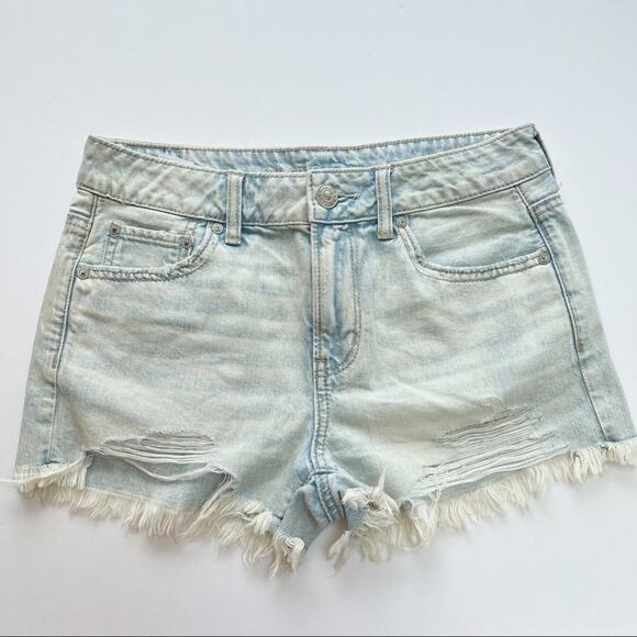 American Eagle Hi Rise Distressed Cut Off Denim Shorts - Picture 2 of 5